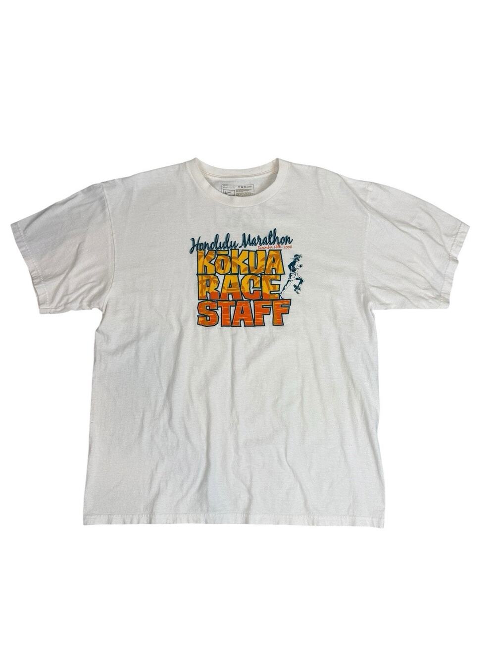 Nike 2008 Honolulu Marathon Kokua Race Staff Shirt Mens L Hawaii Running Tee
